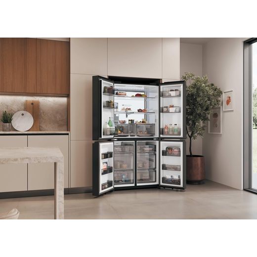 Haier Horizon American Fridge Freezer - Obsidian Steel - Fridge freezer in kitchen